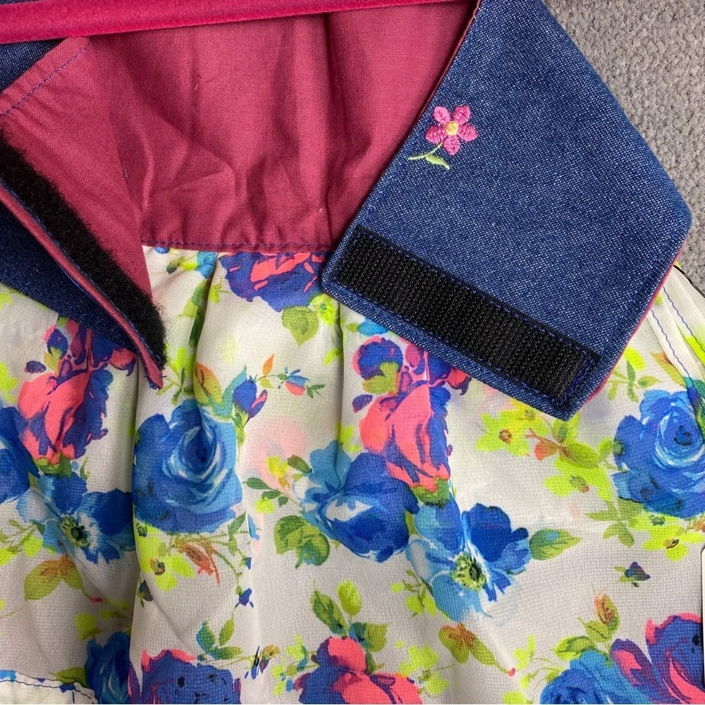 Denim floral dog dress size M